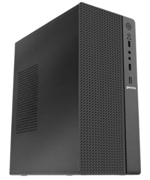 geonix optima r5 mid tower cabinet | micro atx & mini itx support | top psu design | 240mm gpu support | 4 expansion slots | ssd & hdd support | spcc steel pc case with usb & audio ports (with smps)